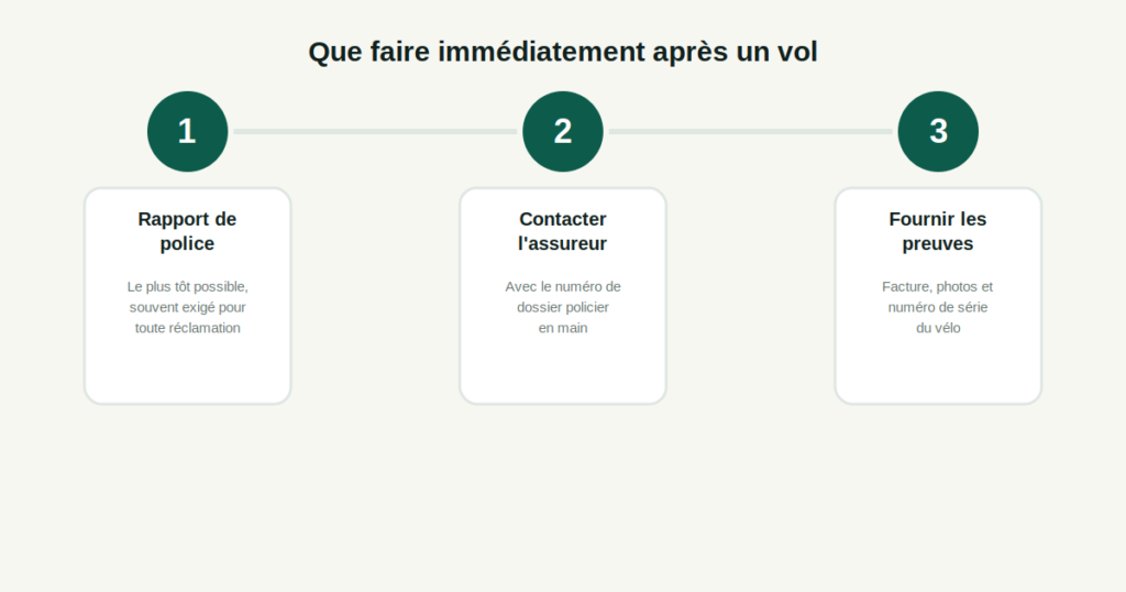 Trois étapes à suivre après le vol d'un vélo électrique : rapport de police, contact assureur, preuves
