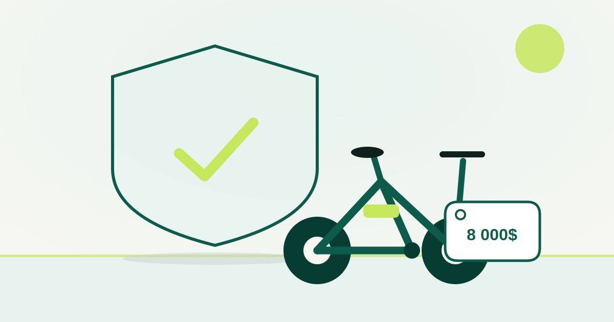 Vélo électrique protégé par une assurance avec valeur assurée de 8000 dollars