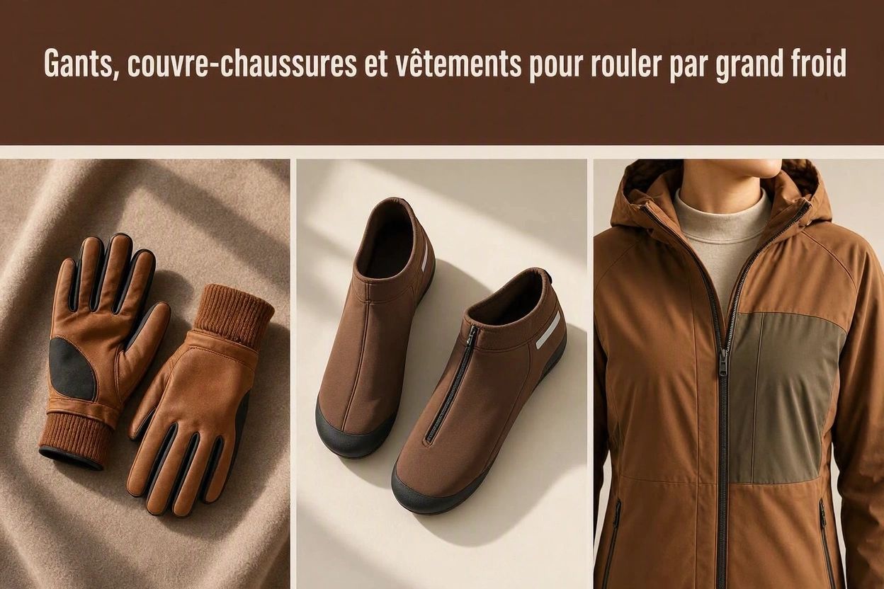 Gants, couvre-chaussures et vêtements pour rouler par grand froid
