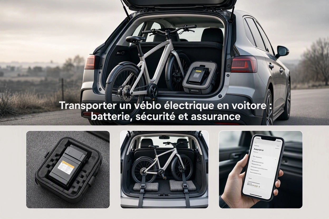 Transporter un vélo électrique en voiture : batterie, sécurité et assurance