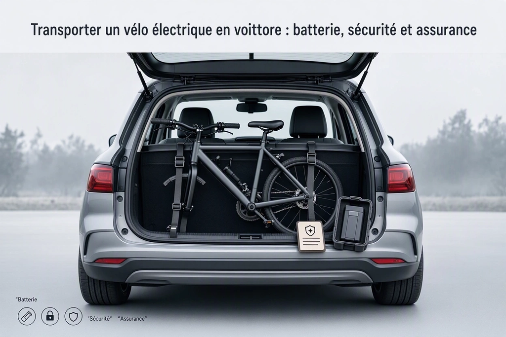 Transporter un vélo électrique en voiture : batterie, sécurité et assurance