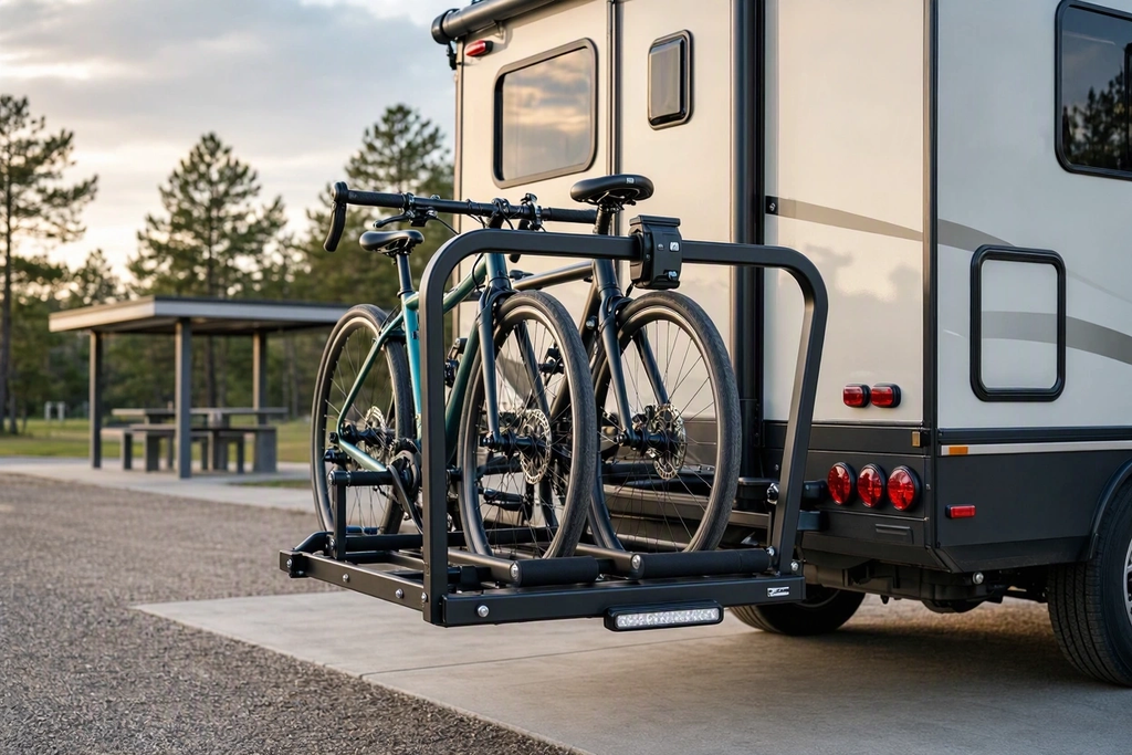 Support à vélo pour véhicule récréatif et roulotte fifth wheel