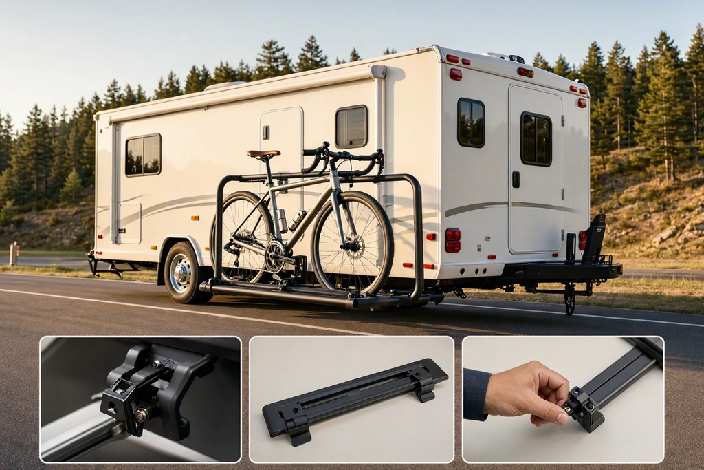 Support à vélo pour véhicule récréatif et roulotte fifth wheel